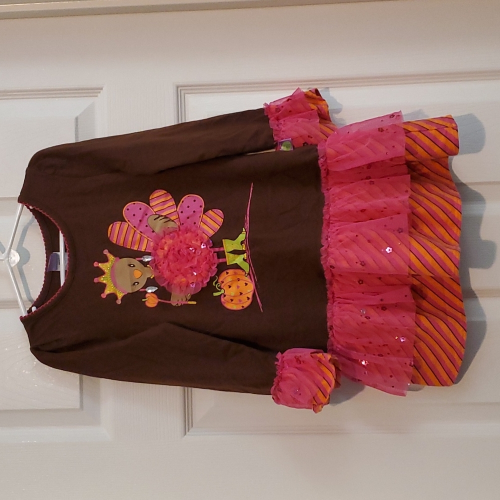 Dollie & Me Brown Top with Pink and Orange Accents